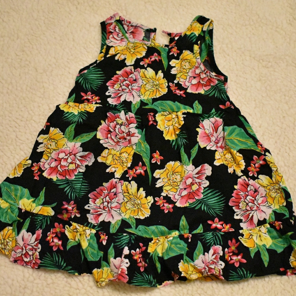 Old Navy Black Hawaiian Floral Summer Dress 6-12m